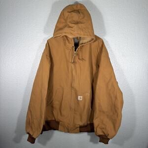 Carhartt Hooded Canvas Jacket J131 BRN Brown Mens 4XL Regular Lined Loose Fits
